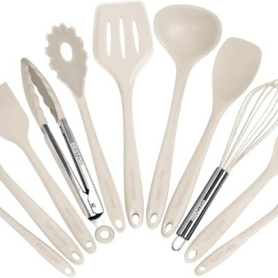 11-Piece Colorful Silicone Kitchen Utensil Set – Khaki
