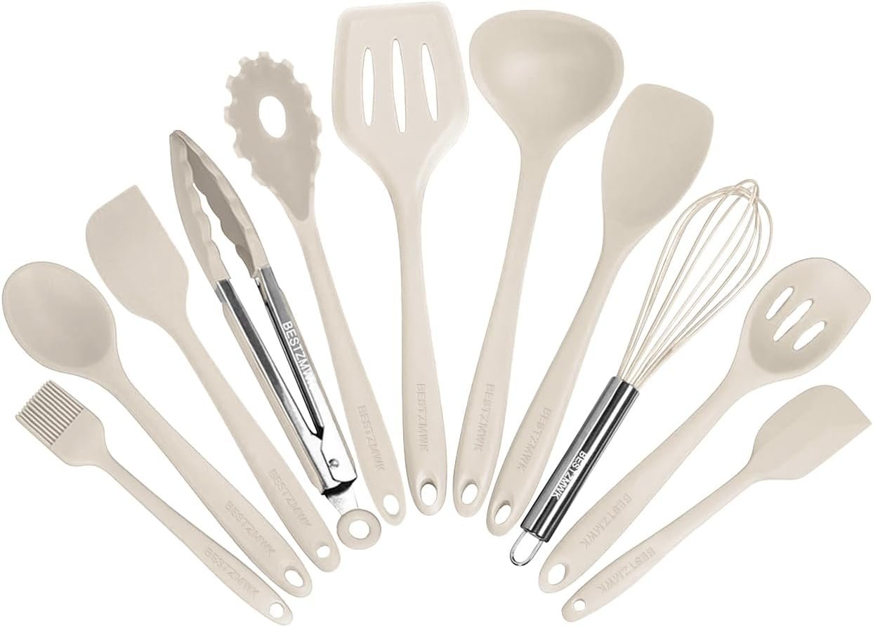 11-Piece Colorful Silicone Kitchen Utensil Set – Khaki