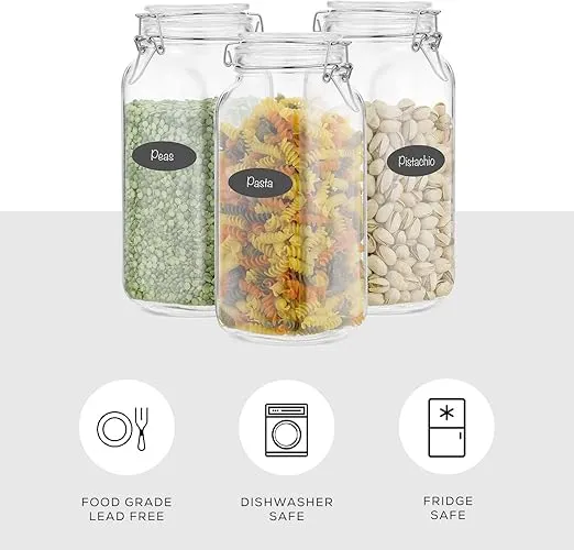 3-Pack 78oz Airtight Glass Storage Jars with Lids - Image 2