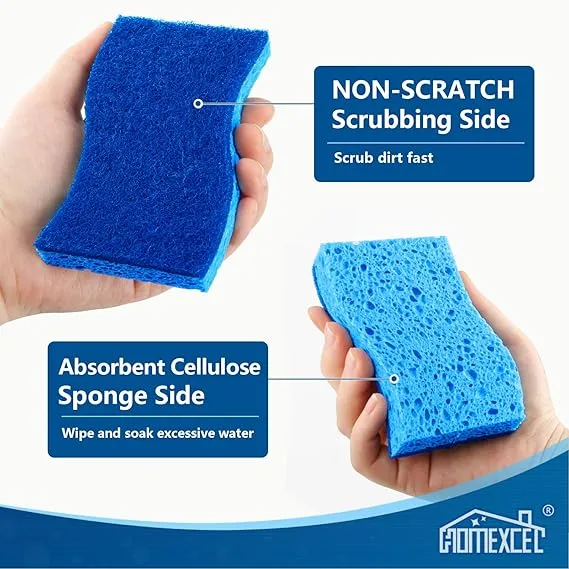 HOMEXCEL Non-Scratch Kitchen Sponges – 24 Pack Blue - Image 2