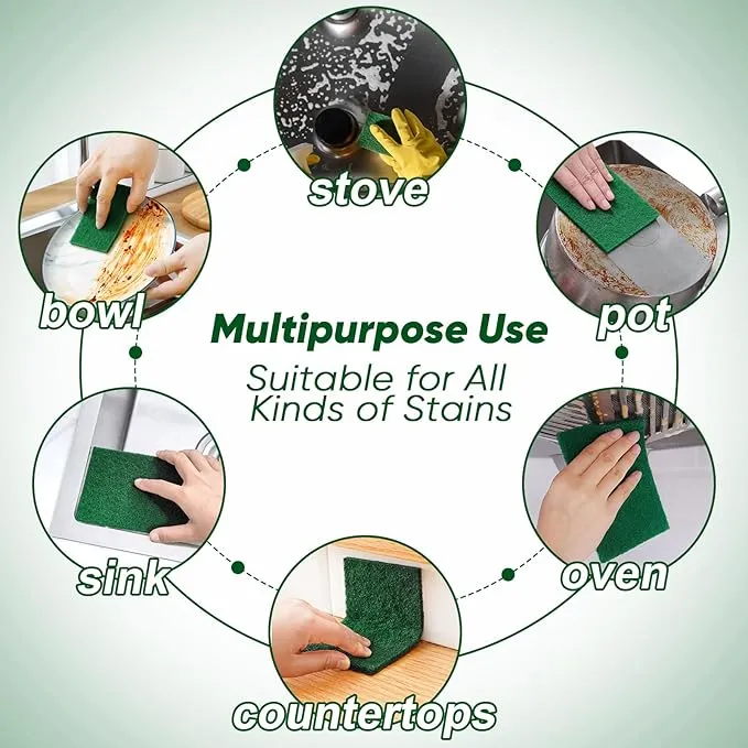 HOMEXCEL Heavy Duty Scrubbing Pads – 24 Pack Green - Image 2