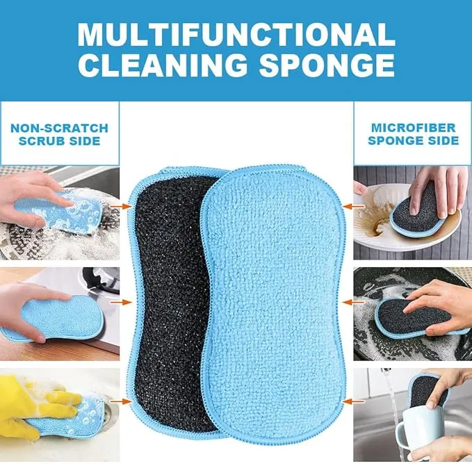 HOMEXCEL Non-Scratch Kitchen Sponges – 12 Pack Blue - Image 3
