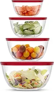 JoyJolt 8-Piece Glass Mixing Bowls with Lids