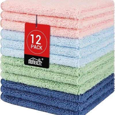 HOMEXCEL Microfiber Washcloths – 12 Pack Multicolor