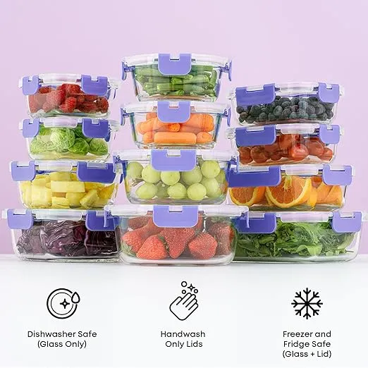JoyJolt 24-Piece Borosilicate Glass Food Storage Container Set - Image 2