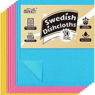 HOMEXCEL Swedish Dishcloths – Reusable Kitchen Cloths, 10 Pack