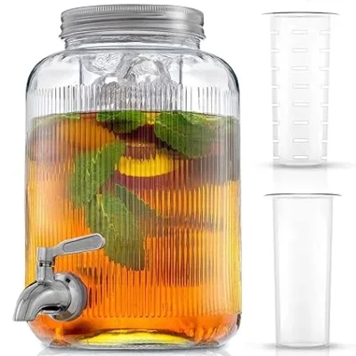 1-Gallon Glass Beverage Dispenser with Spigot and Infuser
