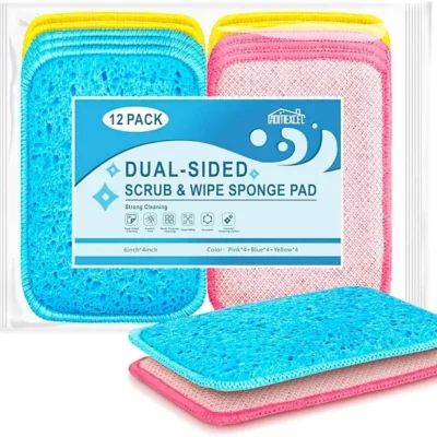 HOMEXCEL Dual-Sided Scrub Cloths – 12 Pack Multi-Color