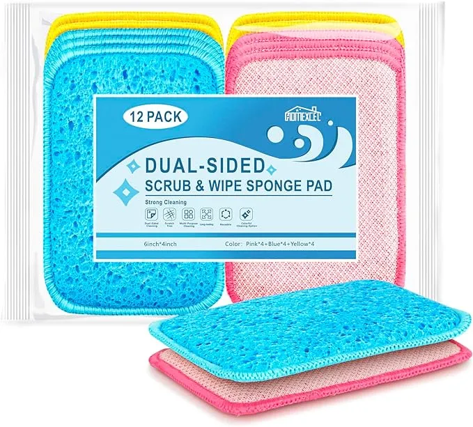 HOMEXCEL Dual-Sided Scrub Cloths – 12 Pack Multi-Color