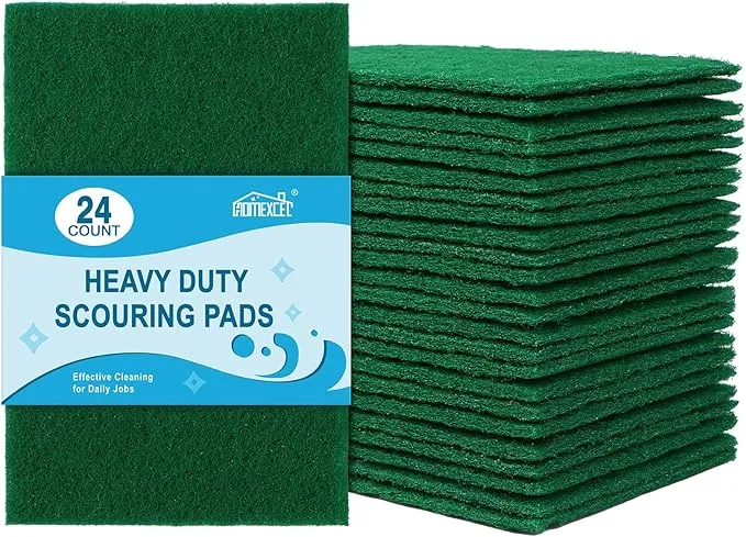 HOMEXCEL Heavy Duty Scrubbing Pads – 24 Pack Green