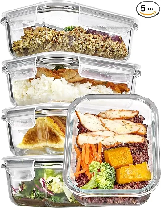 Vtopmart 5-Pack 22oz Glass Storage Containers – Airtight Lids