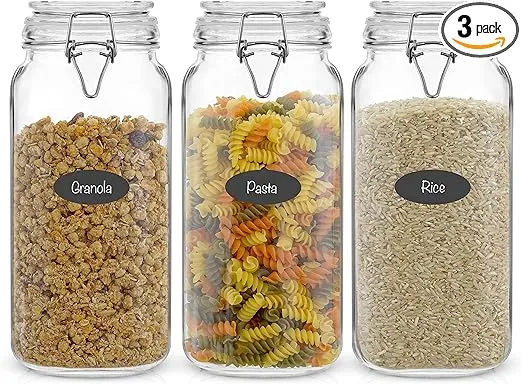 3-Pack 78oz Airtight Glass Storage Jars with Lids